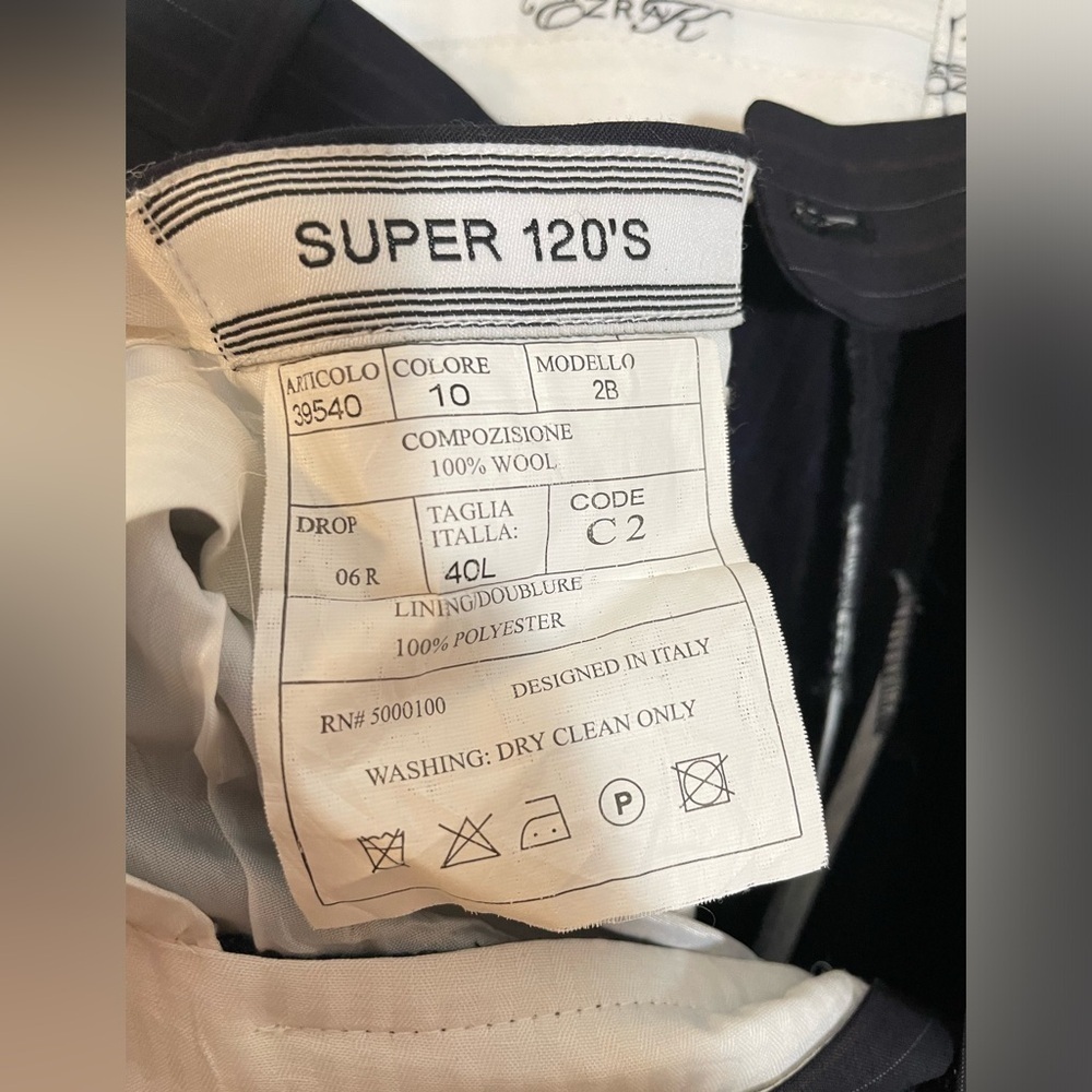 Ezra K Signature Gold Super 120’s Wool Suit Blue Jacket 46L Pants 40L Italy EUC - Picture 9 of 16